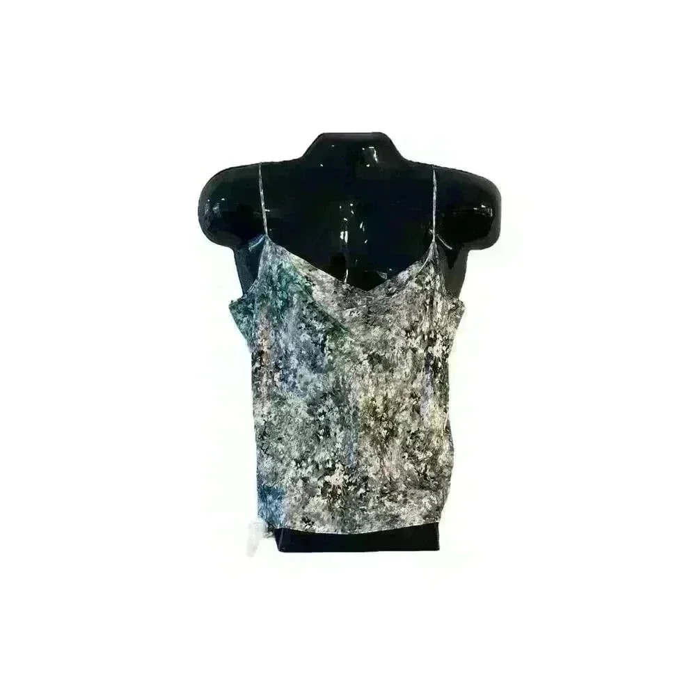Vince Blouse Tank Top Cowl Neck Green Floral Size Large L Tomato Girl Summer - Picture 2 of 16
